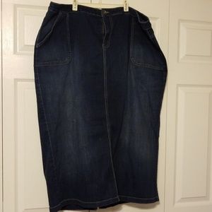 Long dark denim jean skirt